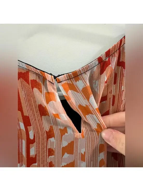 Nygard Orange Print Sheer Poncho Style Open Shoulder Blouse Top- Size Medium - Picture 7 of 7